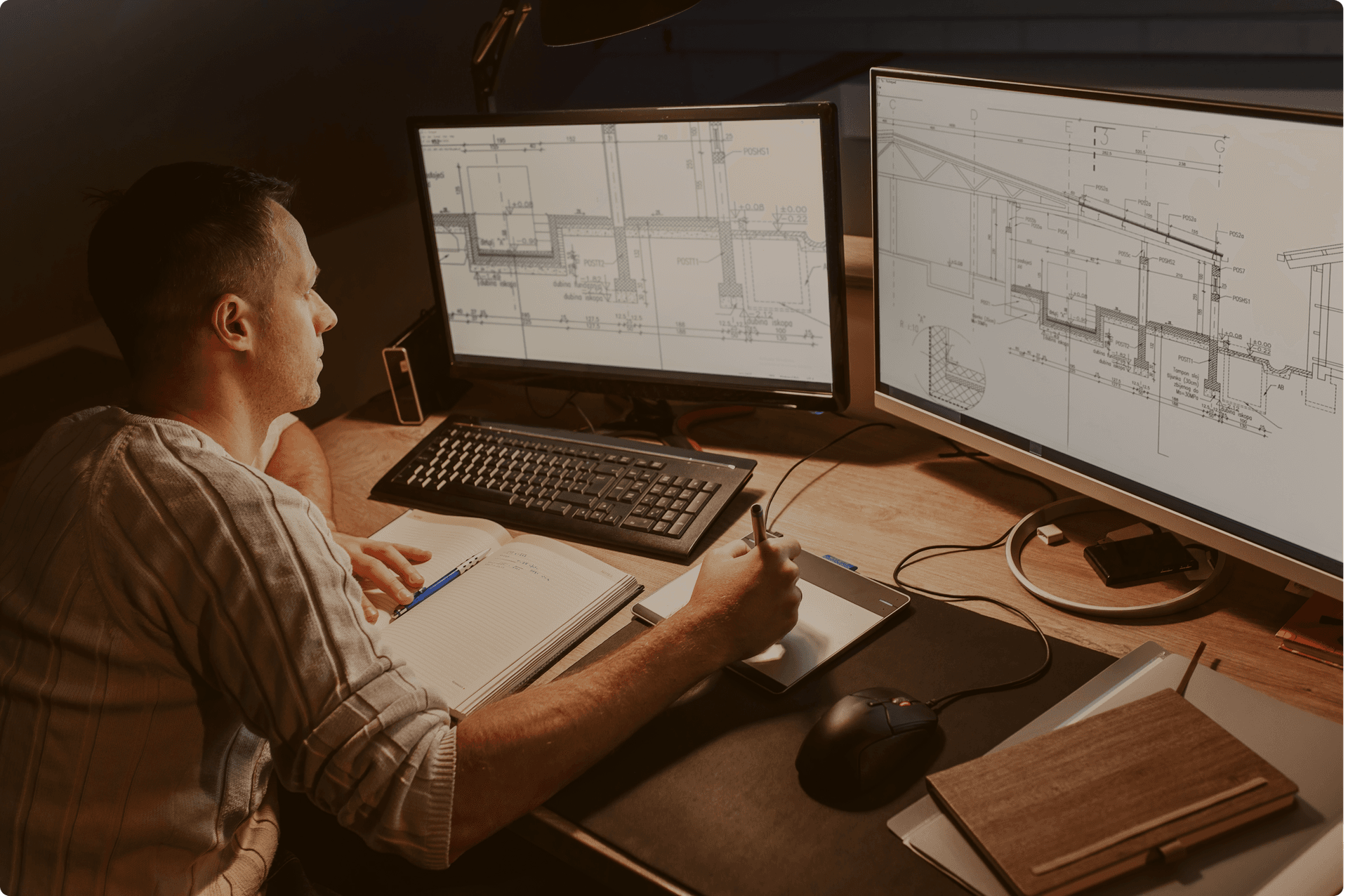 Estimator reviewing drawings to get the final count for the Takeoff